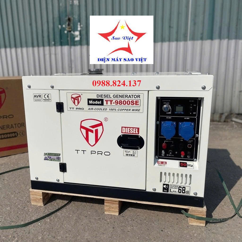 Máy Phát Điện Chạy Dầu 9KW TTPRO TT-9800SE 220V – Máy Phát Điện Cách Âm Công Suất Lớn 